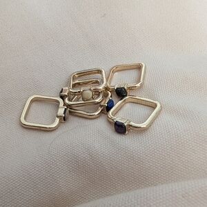 Fashion Jewelry Square Band Ring Set of 6, with Simulated Gemstones